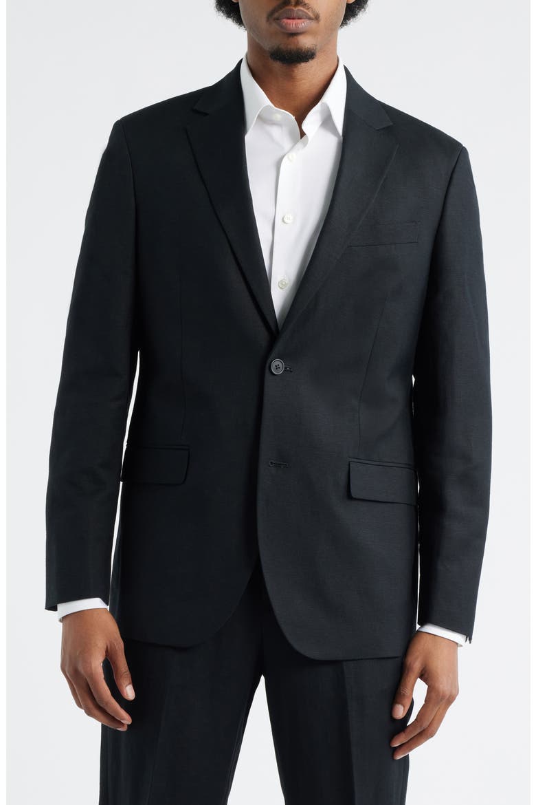Slim Fit Solid Linen Blend Sport Coat, Alternate, color, BLACK