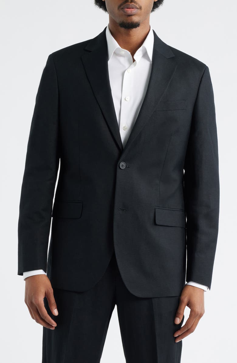 Open Edit Slim Fit Solid Linen Blend Sport Coat, Alternate, color, Black