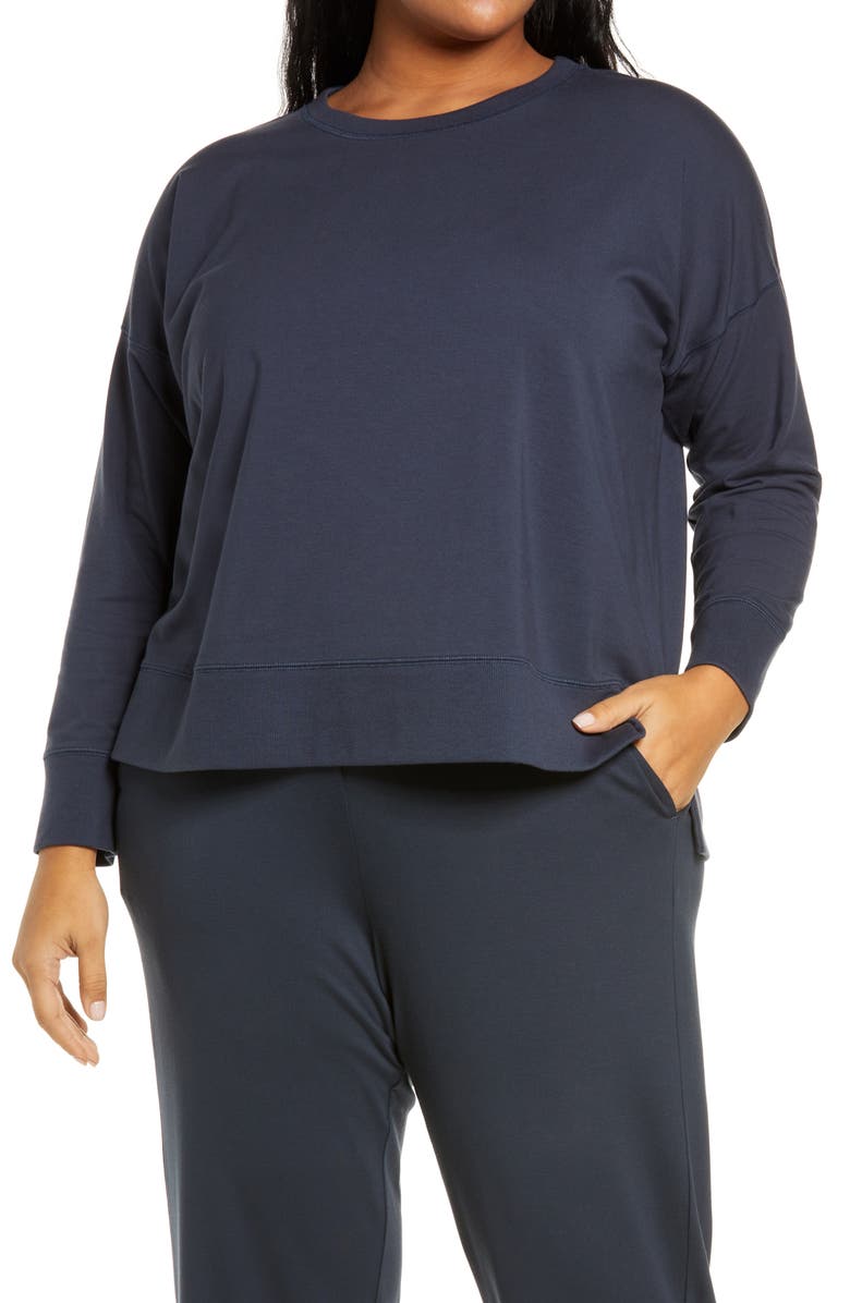 Eileen Fisher Stretch Organic Cotton High-Low Sweatshirt, Main, color,