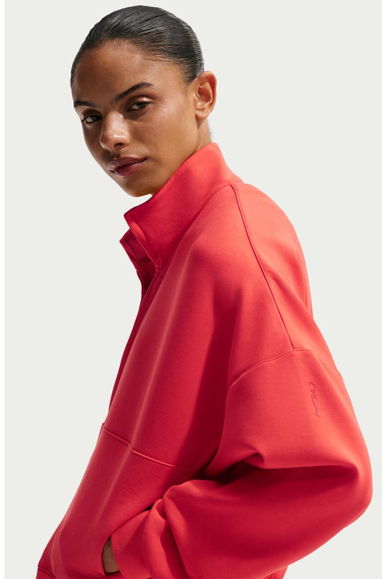 24.7 ImpossiblySoft Dri-FIT Oversize Half Zip Top, Alternate, color, LIGHT CRIMSON/UNIVERSITY RED
