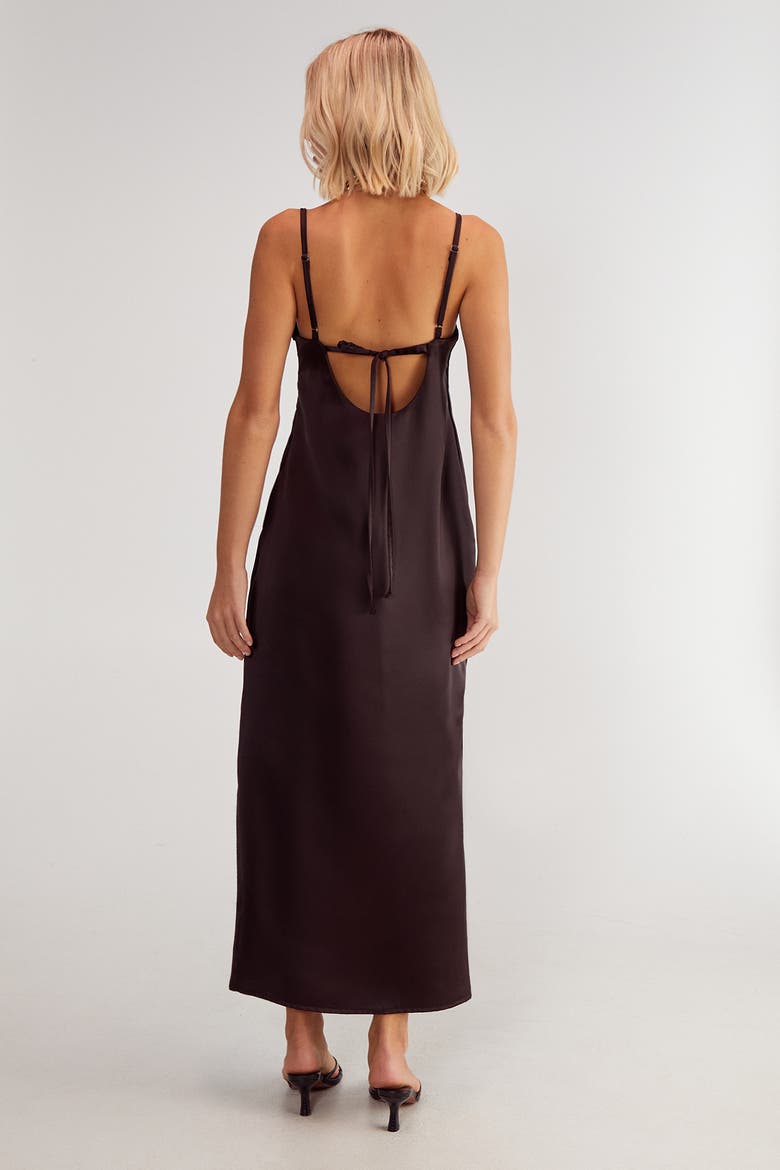 Satin Square Neck Maxi Slip Dress, Alternate, color, Chocolate