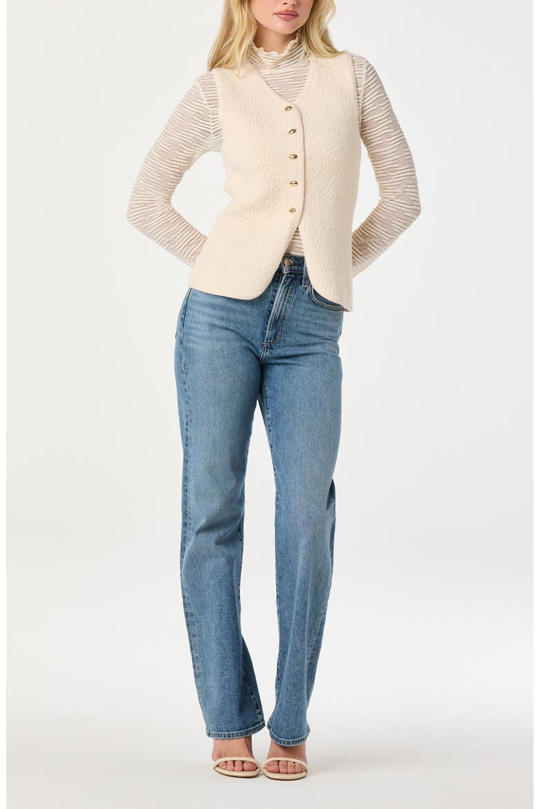Textured Longline V-Neck Vest, Alternate, color, OFF WHITE