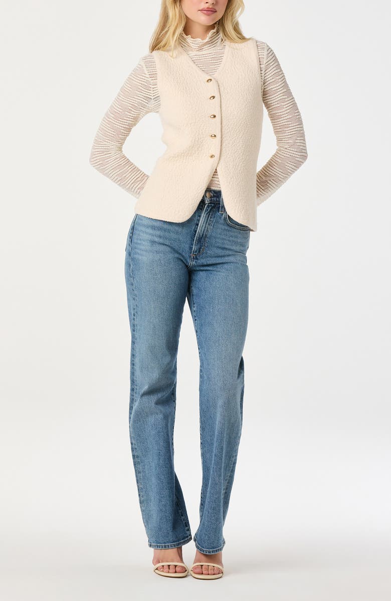 ASTR the Label Textured Longline V-Neck Vest, Alternate, color, Off White