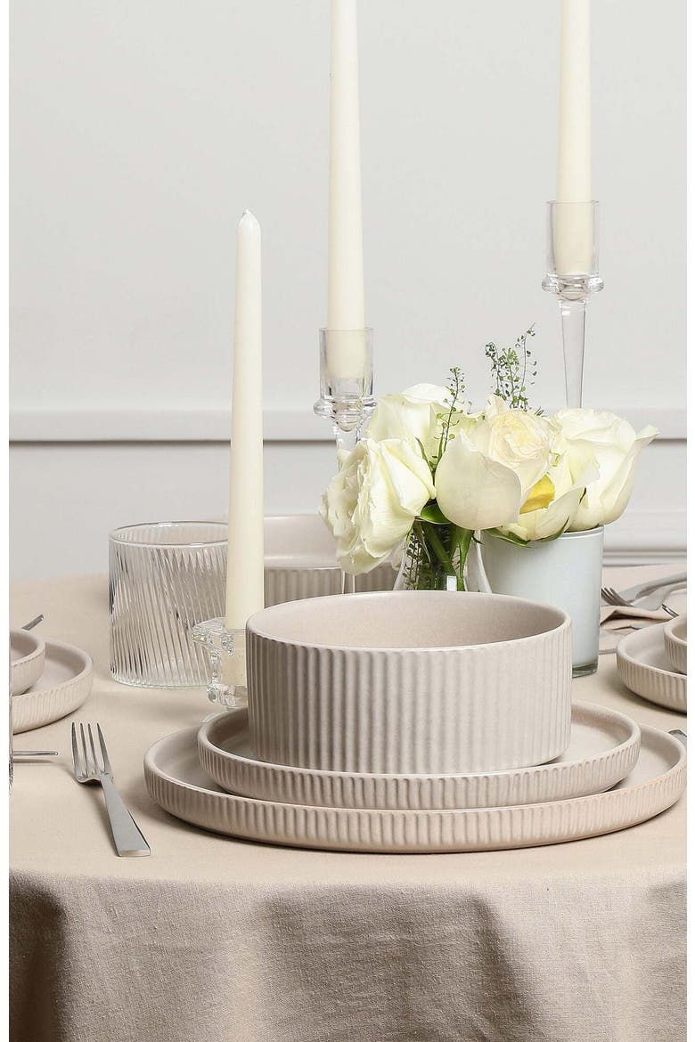 Haven Stoneware 16-Piece Dinnerare Set with Glasses, Alternate, color, Beige