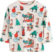 NEXT Kids' Holiday Print Long Sleeve Cotton T-Shirt