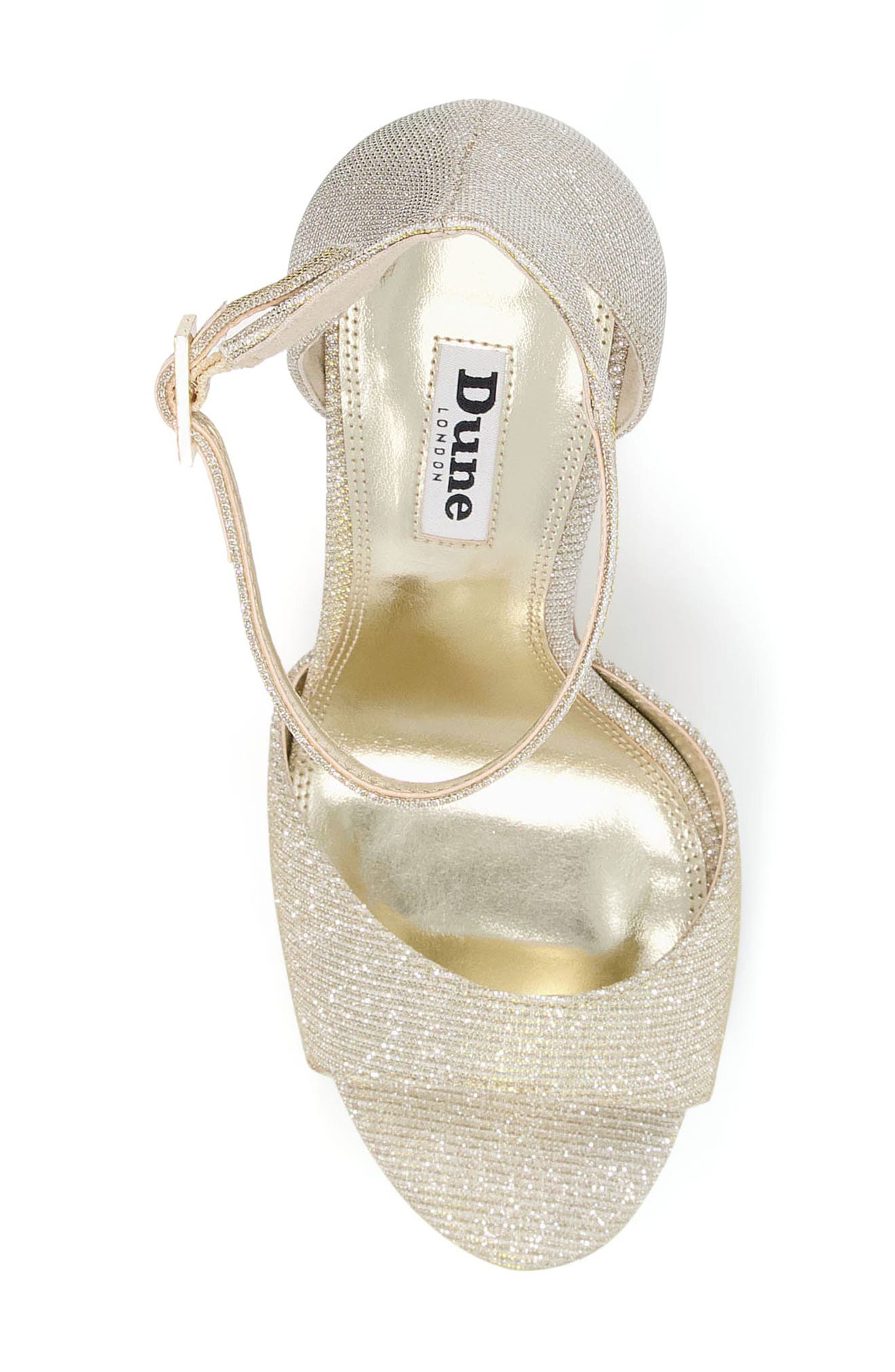 Dune London Mascots Platform Ankle Strap Sandal, Alternate, color, Gold