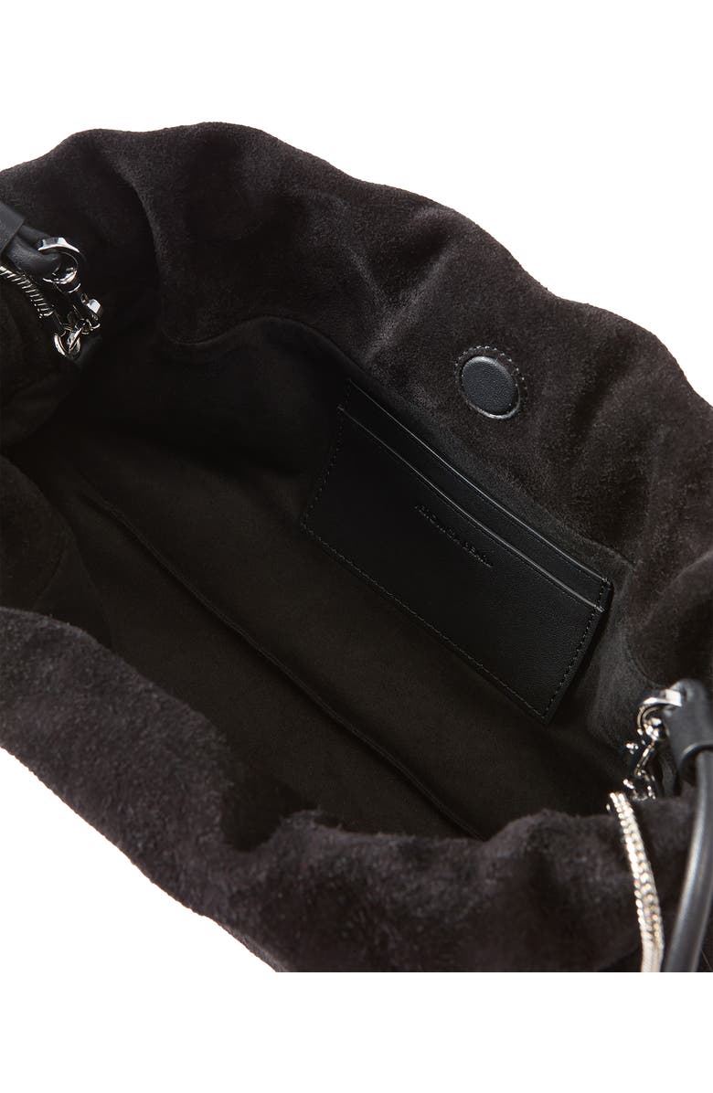 Veronica Beard Small Stash Crystal Leather Drawstring Clutch, Alternate, color, Black