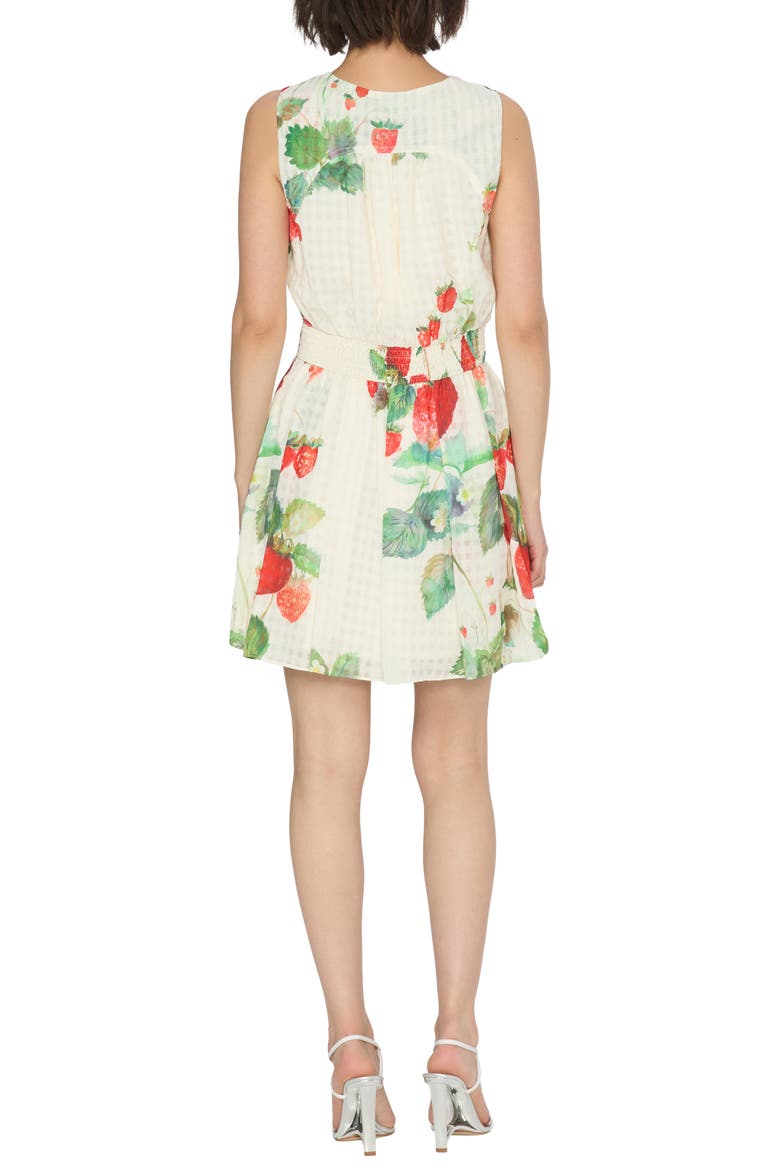 Dale Strawberry Print Minidress, Alternate, color, OFF WHITE MULTI