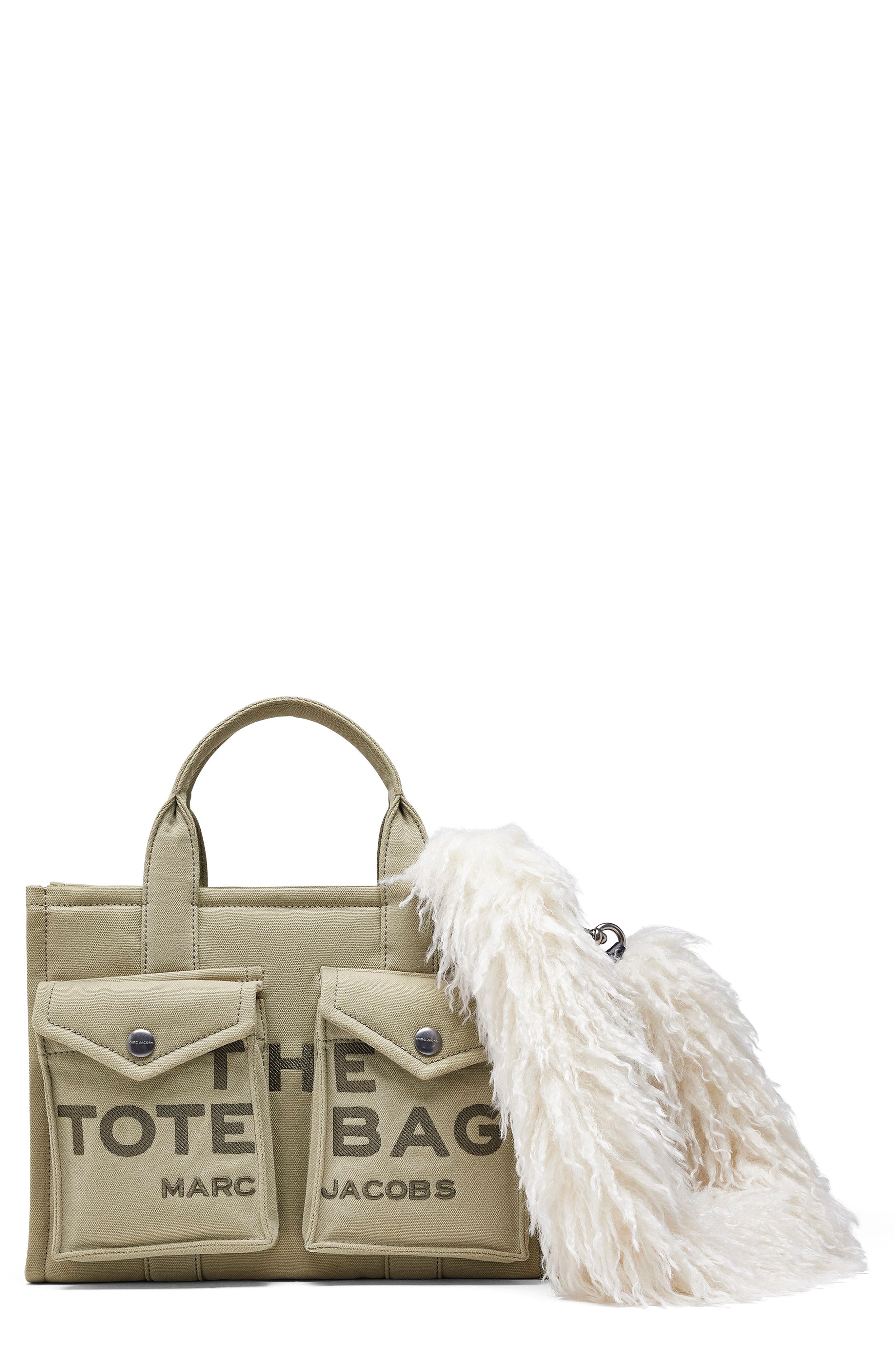 The Cargo Faux Fur Canvas Medium Tote, Main, color, UTILITY KHAKI