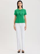 Misook Tonal Faux Tie Neck Soft Ribbed Knit Top