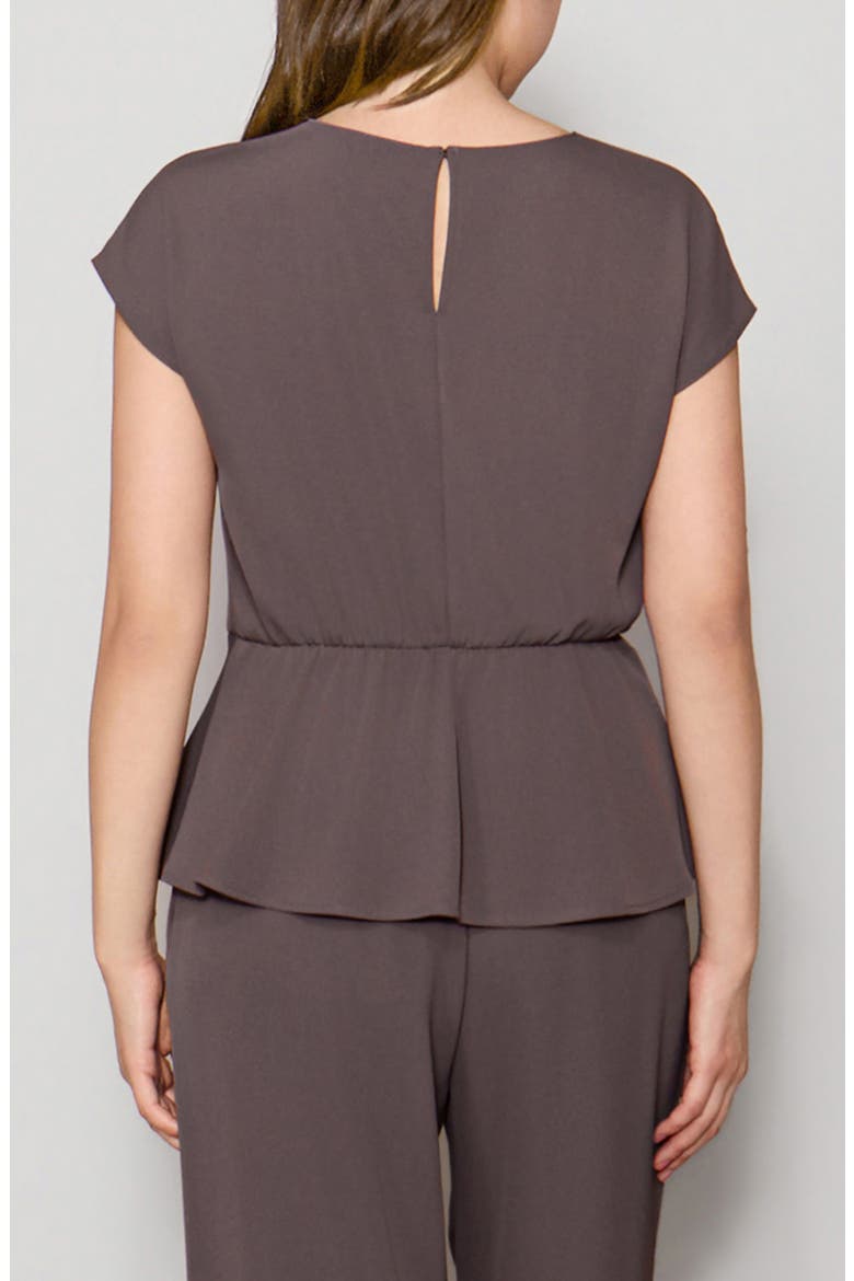 Short Sleeve Gathered Peplum Top, Alternate, color, ROBUST GREY