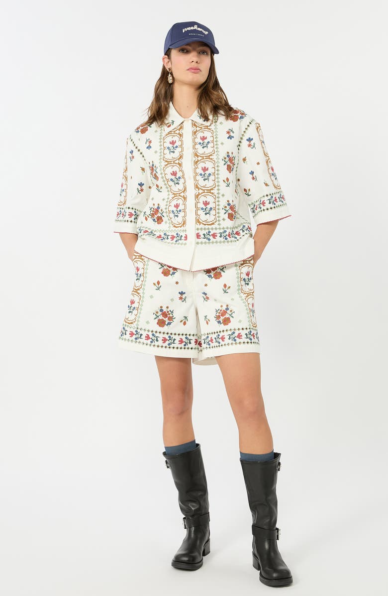 Weekend Max Mara Dobice Floral Embroidered Cotton Shorts, Alternate, color,
