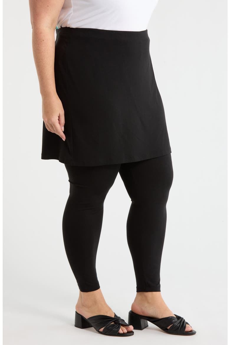 Skirted Ankle Leggings, Alternate, color, BLACK