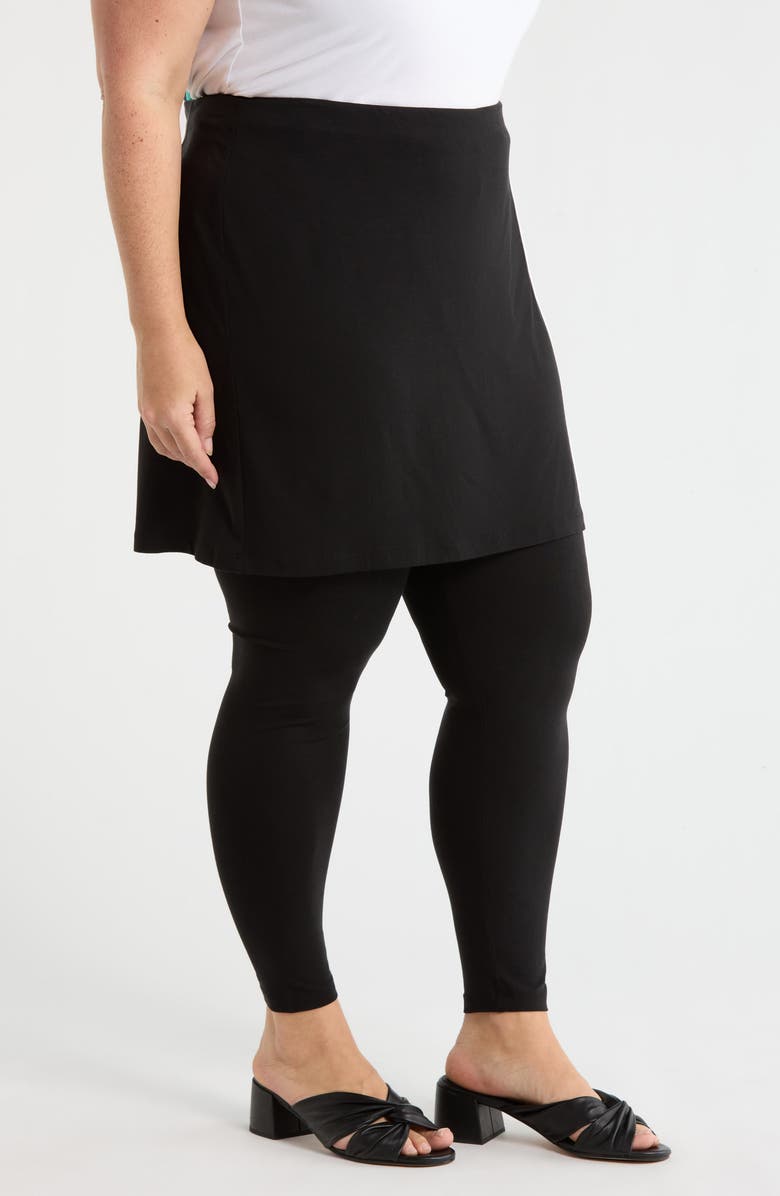 Eileen Fisher Skirted Ankle Leggings, Alternate, color, Black