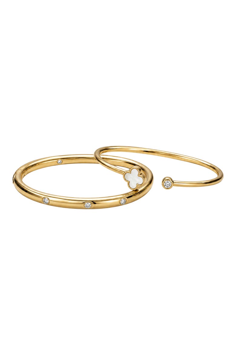 Set of 2 Clover Bracelets, Main, color, GOLD