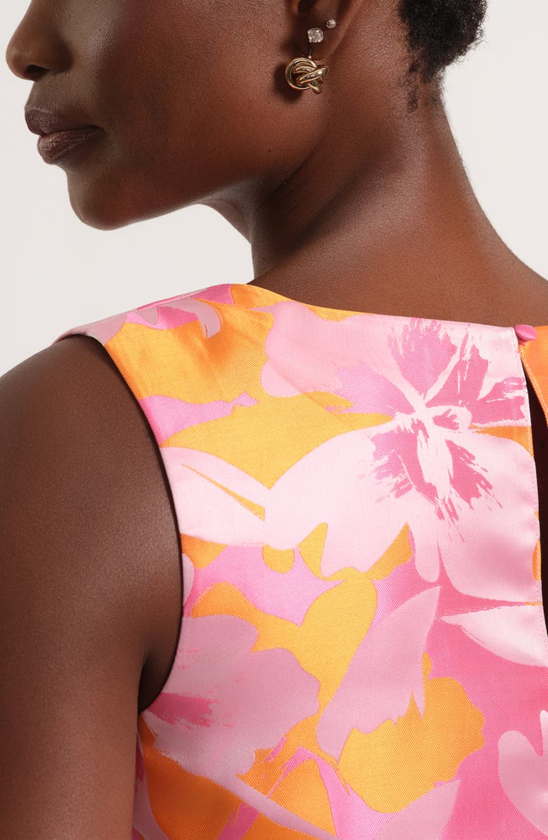 Isaac Mizrahi New York Floral Satin Brocade Shell, Alternate, color, Pink/ Orange