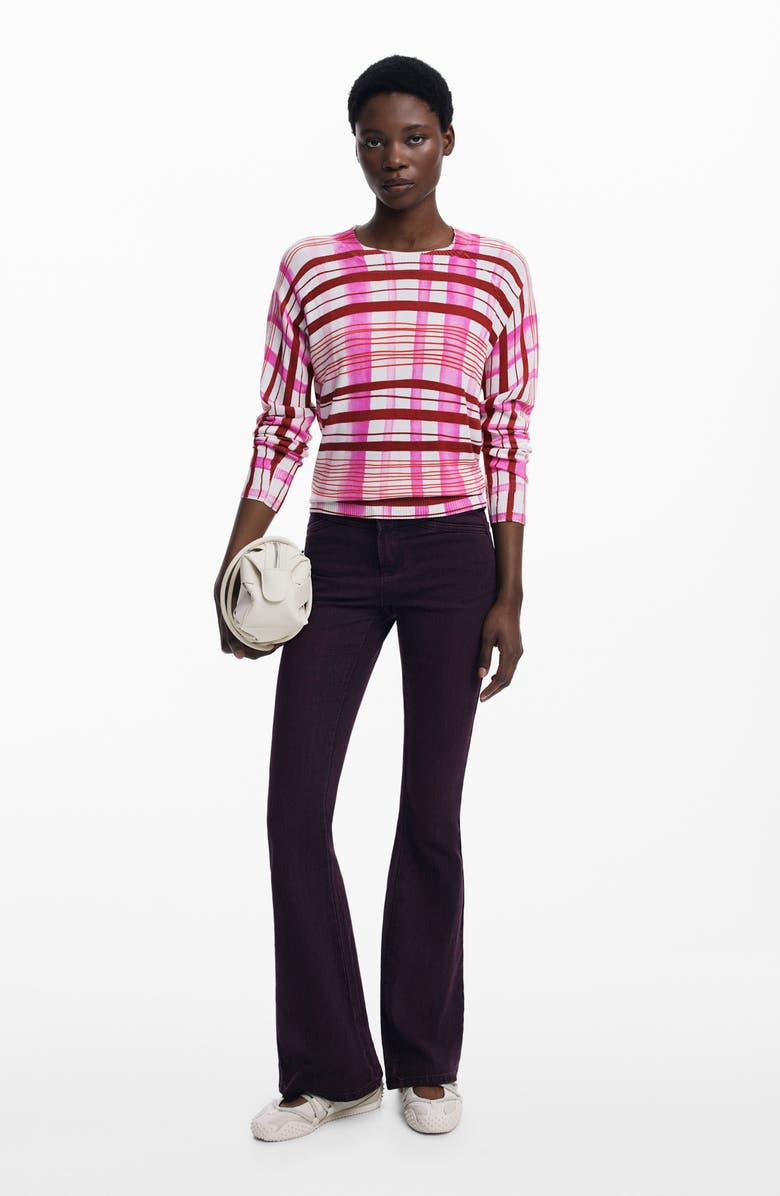 Desigual Stripe Crewneck Sweater, Alternate, color, Pink