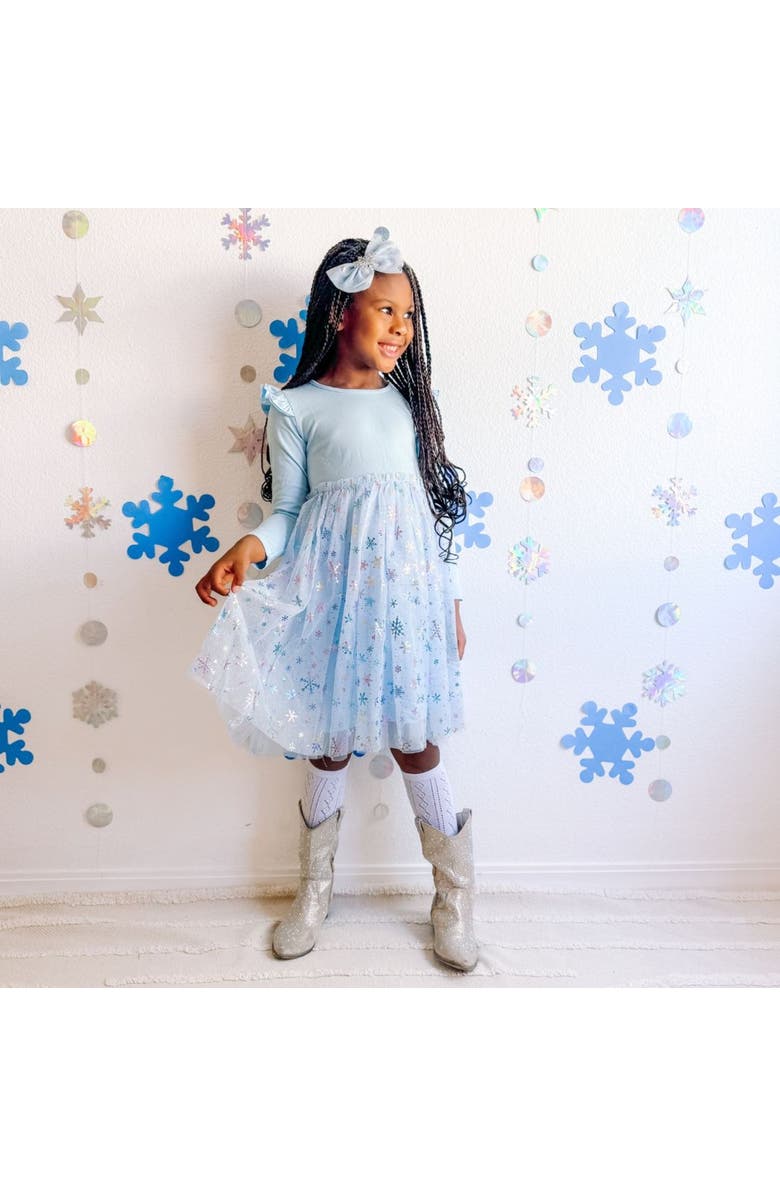 Sweet Wink Snow Princess Iridescent Long Sleeve Tutu Dress, Alternate, color,