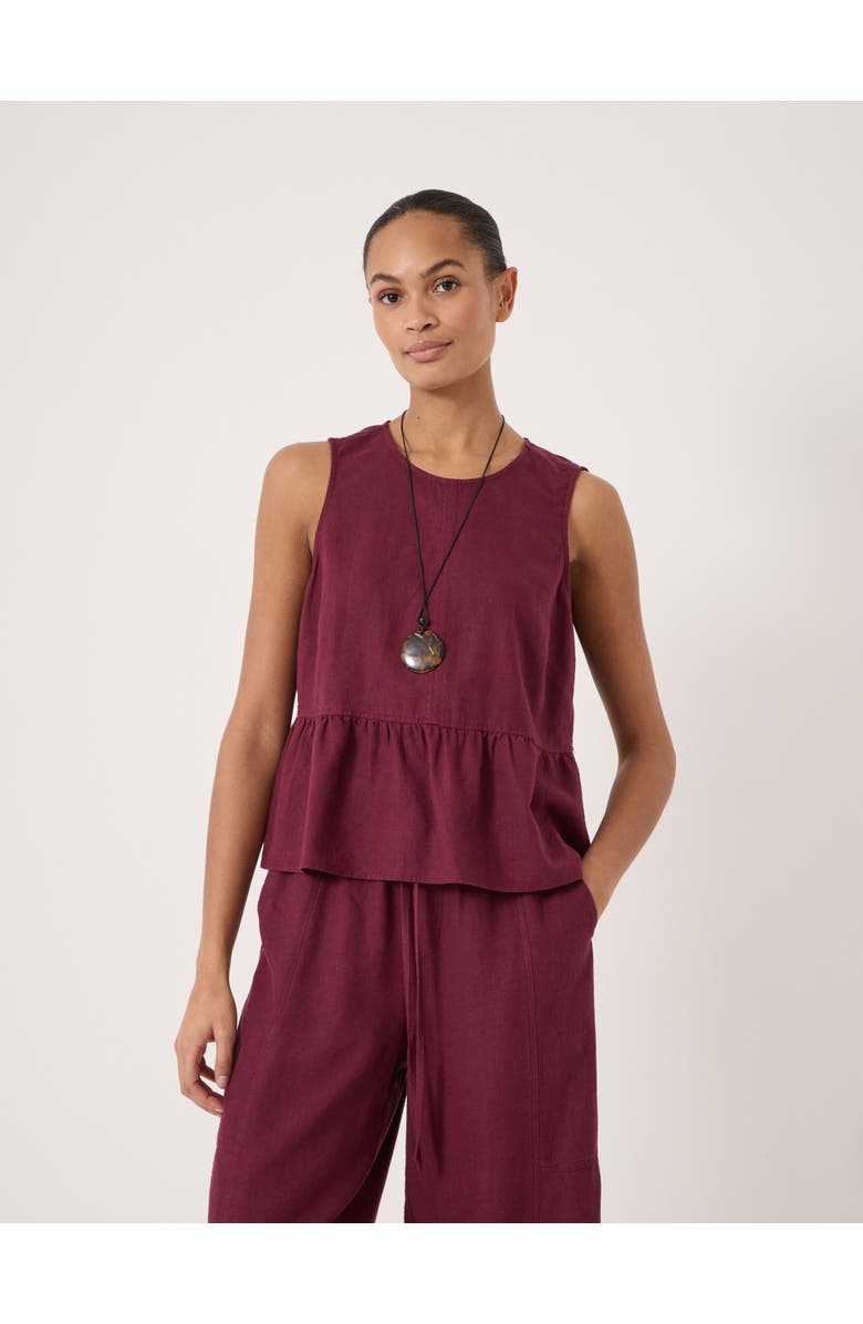 Hush Nomie Linen Blend Peplum Top, Main, color, Maroon Red