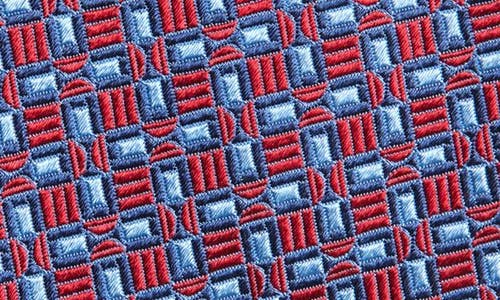 Brioni Geometric Pattern Silk Tie In Blue/red