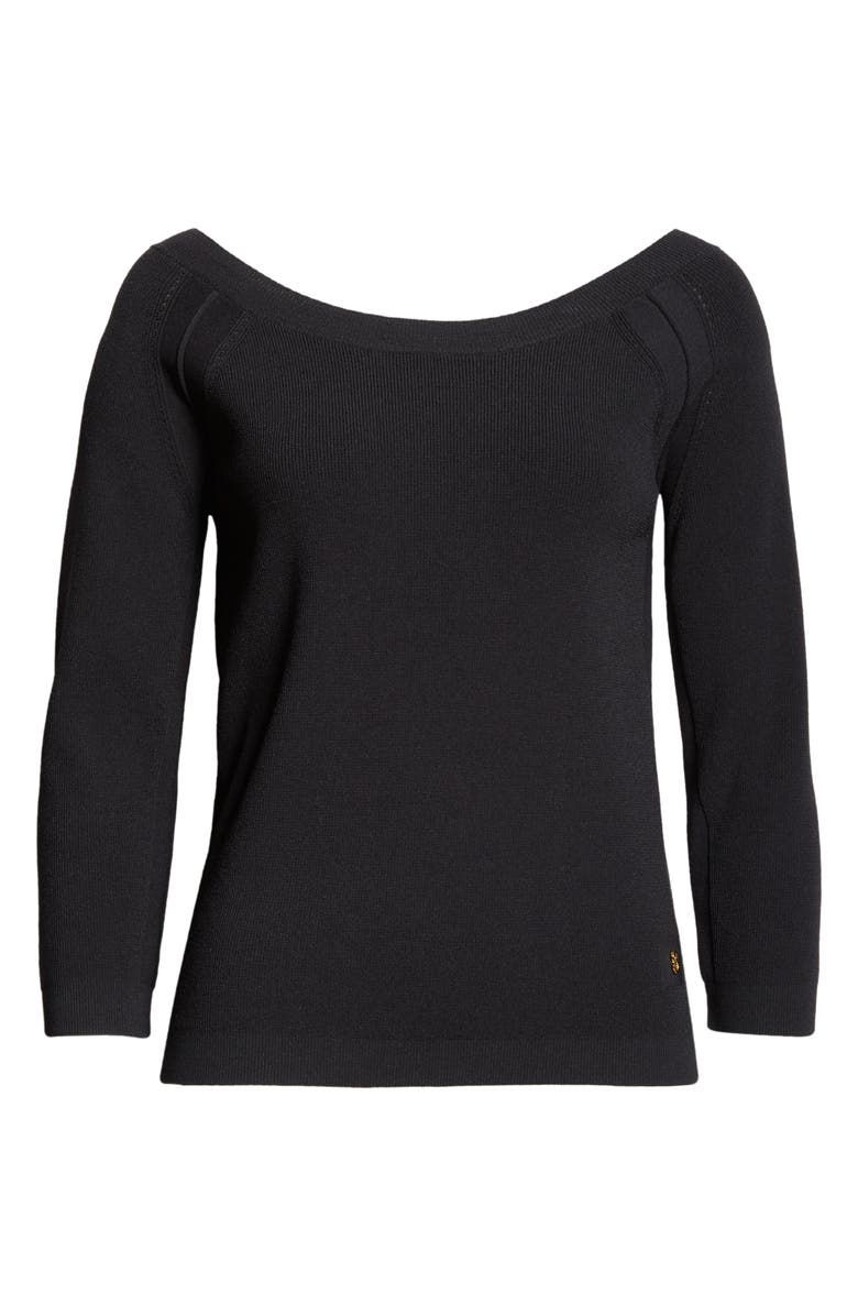 St. John Collection Sparkle Honeycomb Knit V-Neck Sweater, Alternate, color, 