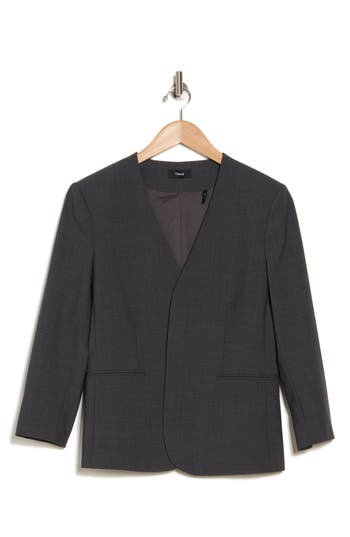 Theory Lindrayia B Good Wool Suit Jacket In Charcoal