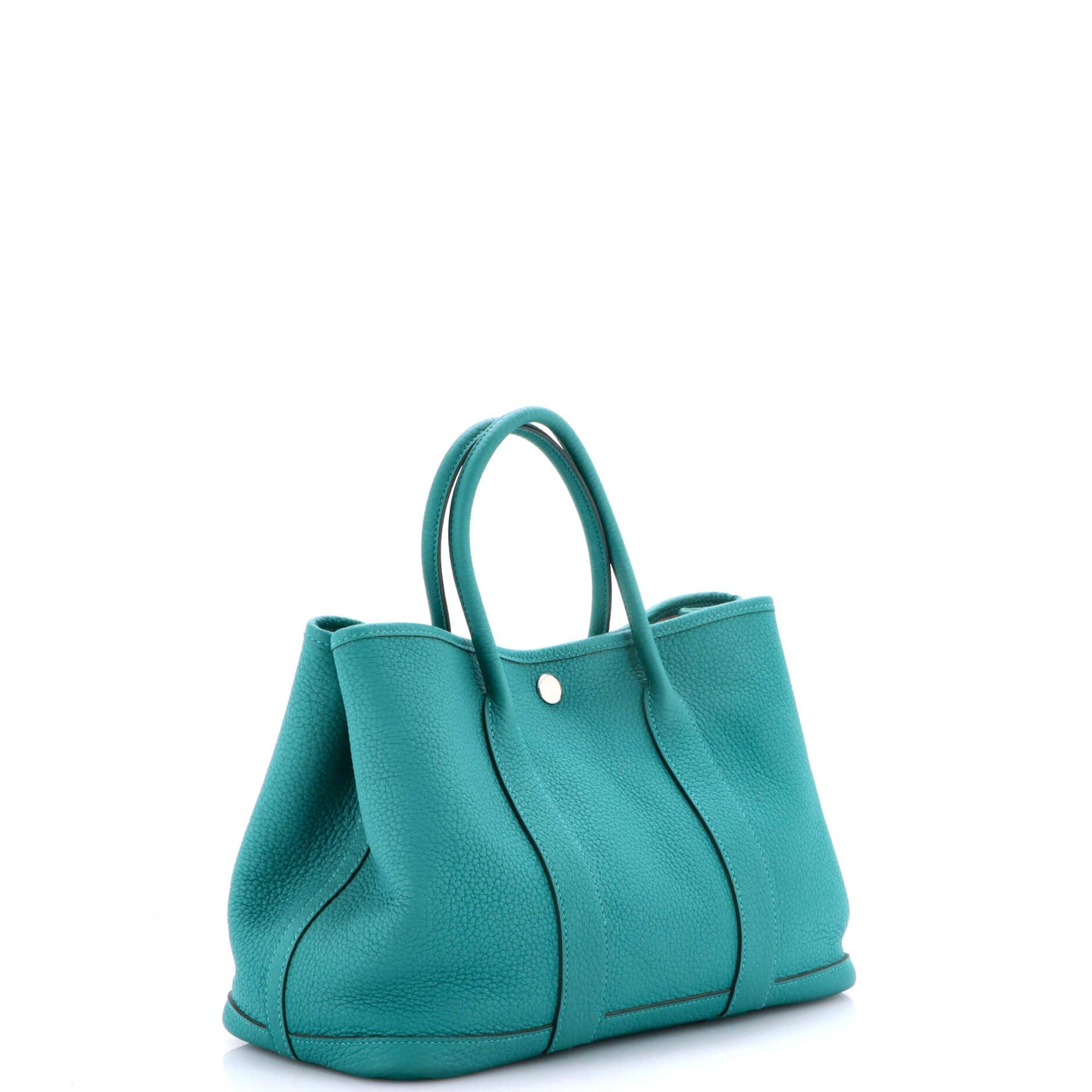 Pre-Owned Hermes Garden Party Tote Leather 30, Alternate, color, Vert Verone