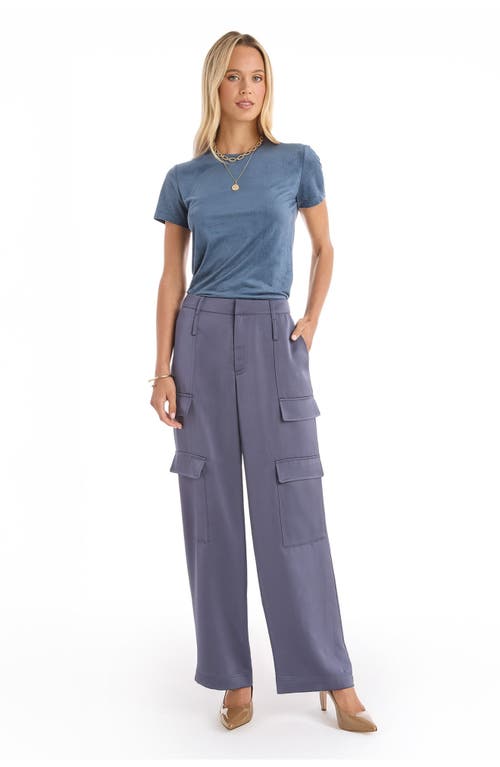 The Noli Shop Milan Satin Cargo Pant In Blue