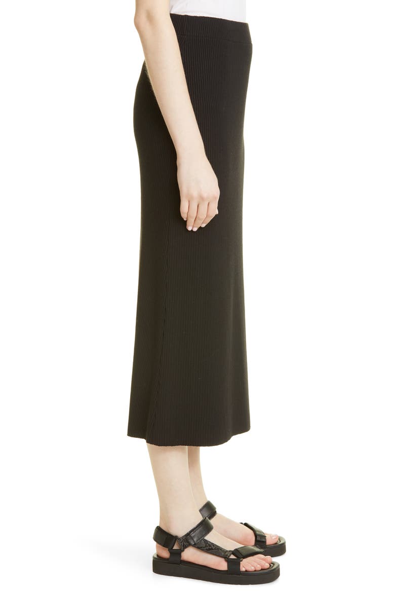Ribbed Midi Skirt, Alternate, color, BLACK
