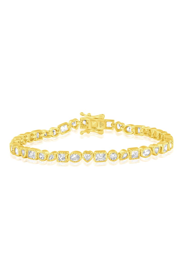 Multi-Shaped Cubic Zirconia Bracelet, Main, color, GOLD