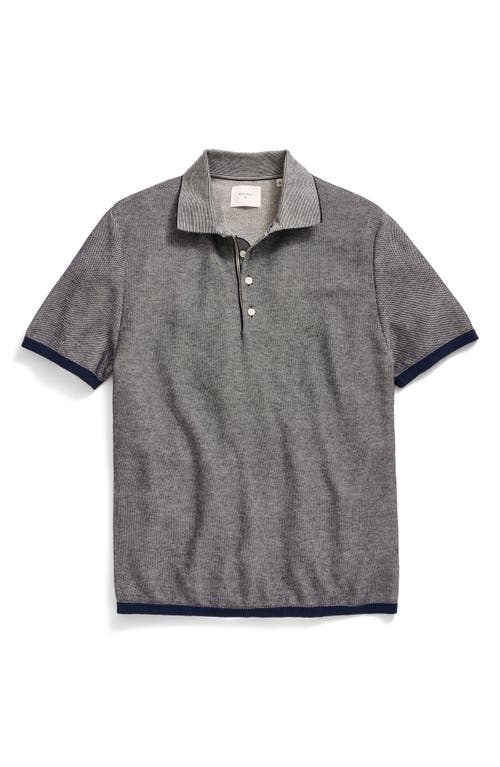 Billy Reid Bird's Eye Piqué Polo Sweater In Gray