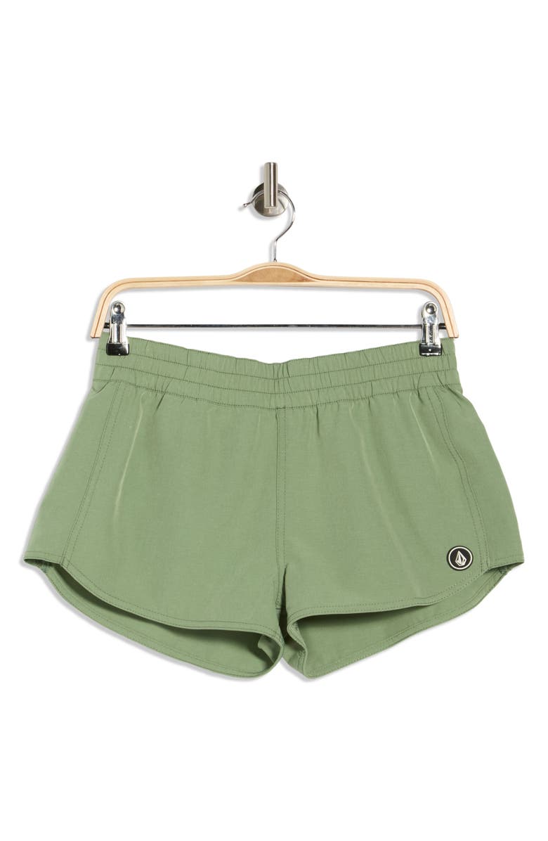 Volcom Simply Solid Cover-Up Shorts, Main, color, Grass Green