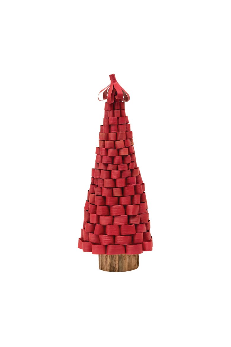 Buri Leaf Loop Christmas Tree, Red, Main, color, Red