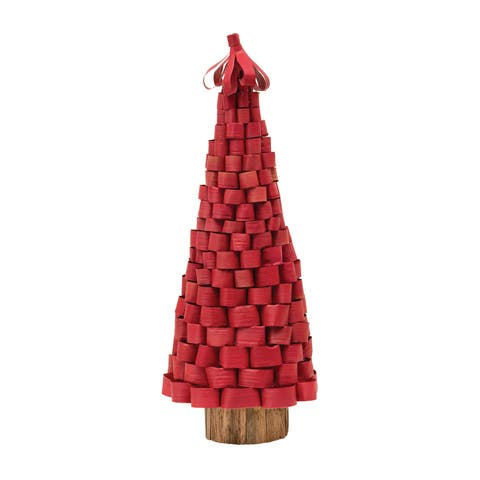 Buri Leaf Loop Christmas Tree, Red