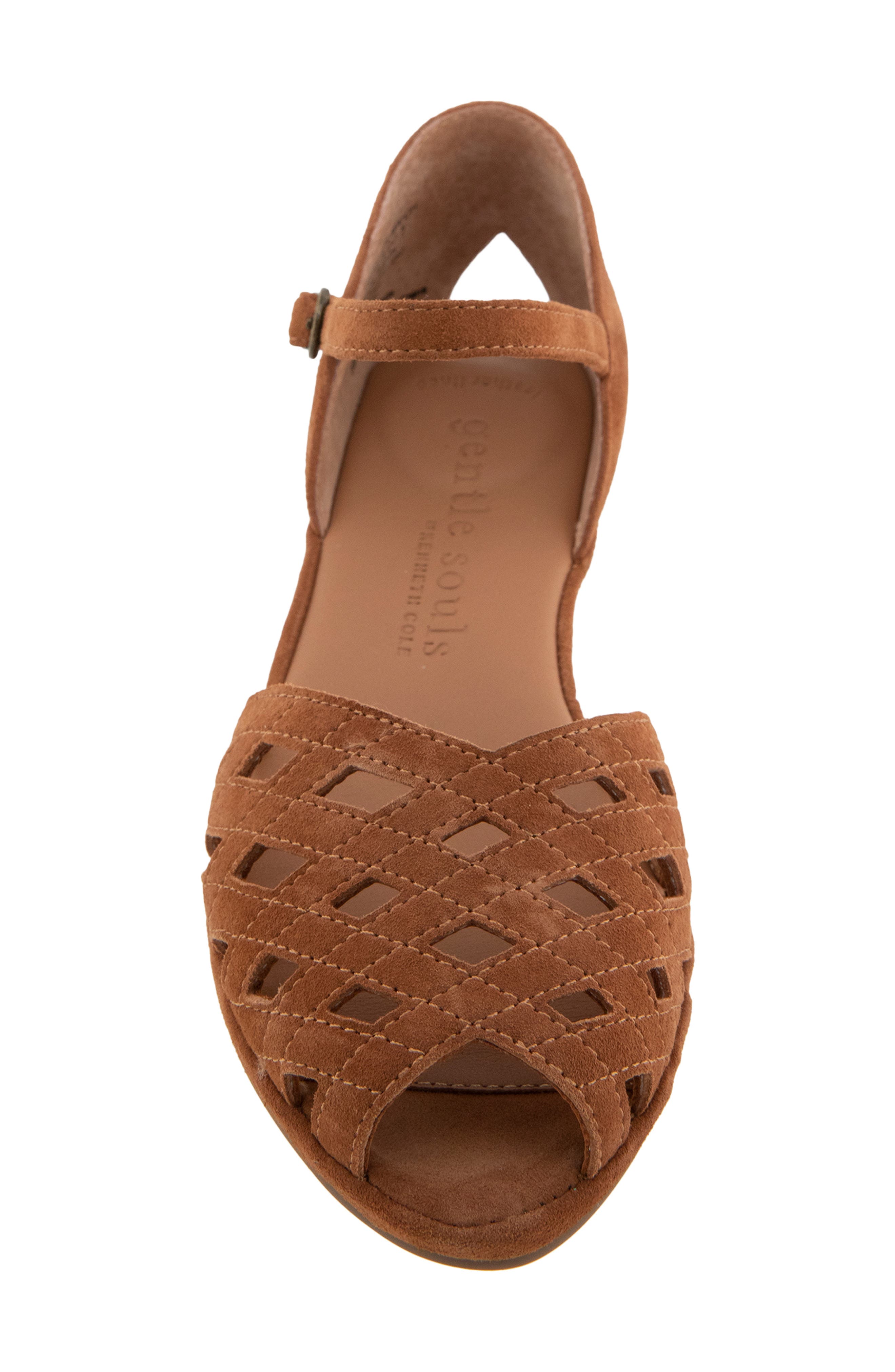 Loren Ankle Strap Peep Toe Wedge Sandal, Alternate, color, LUGGAGE SUEDE