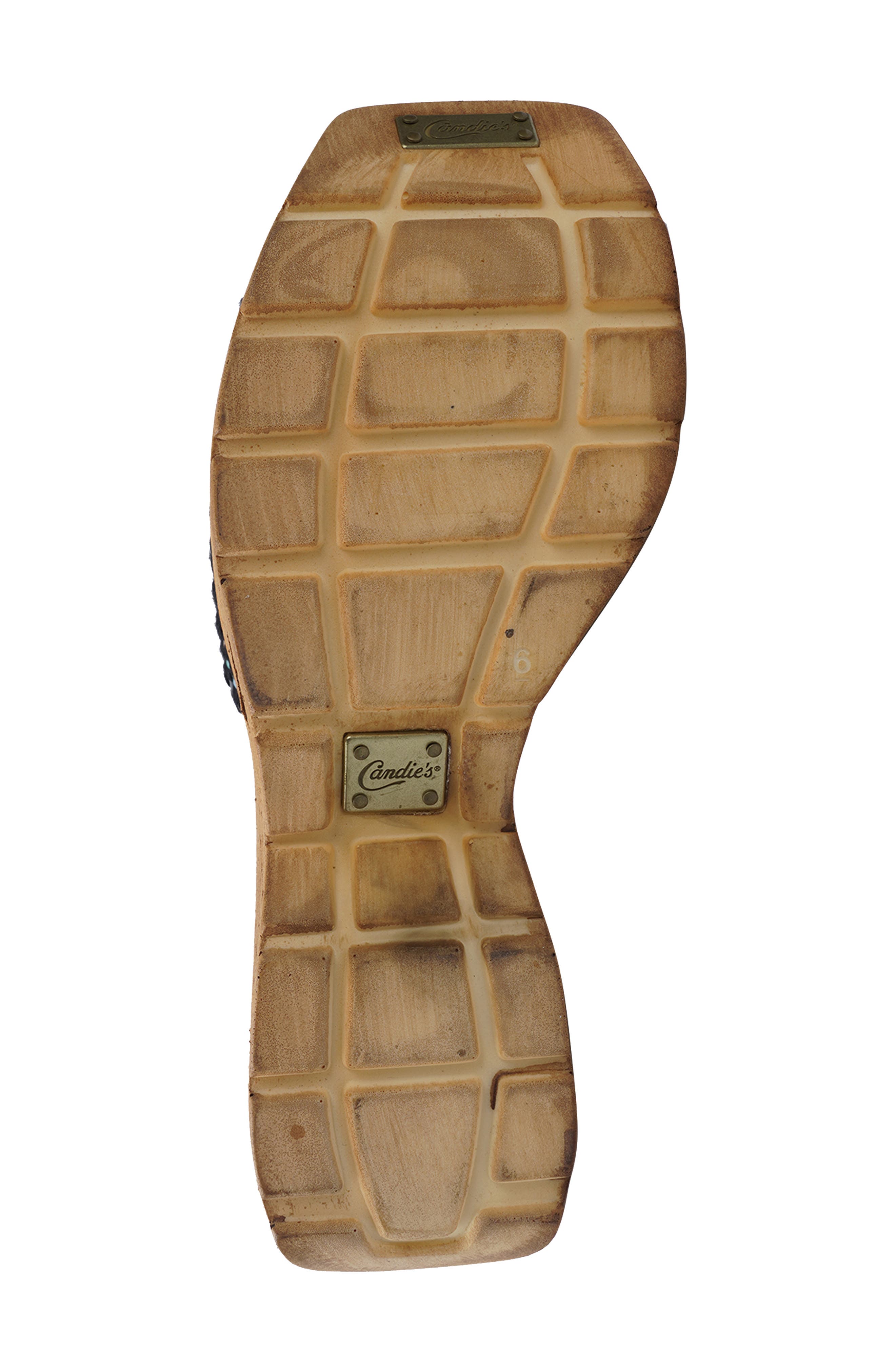 Candie's Nelya Platform Wedge Sandal, Alternate, color, Black Raffia