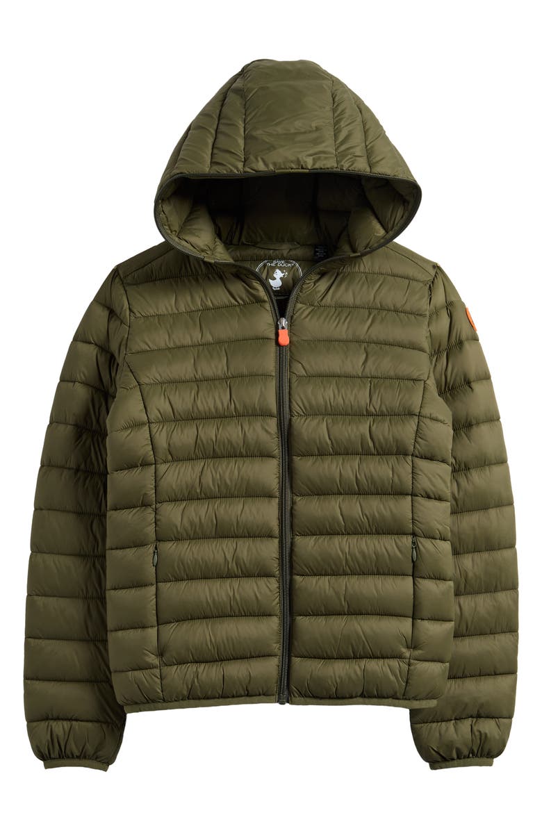 Save The Duck Kids' Dony Hooded Nylon Puffer Jacket, Main, color, Dusty Olive