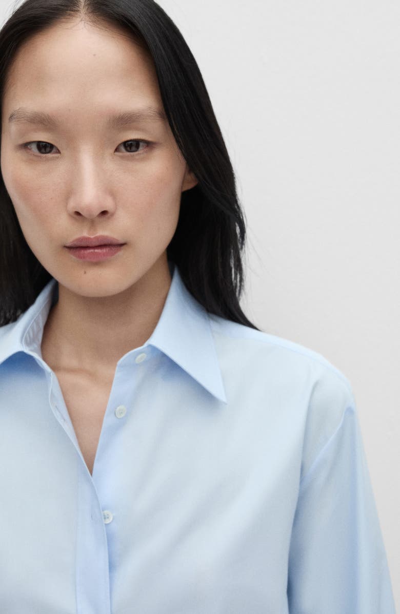 MANGO Oversize Cotton Blend Poplin Button-Up Shirt, Alternate, color, 