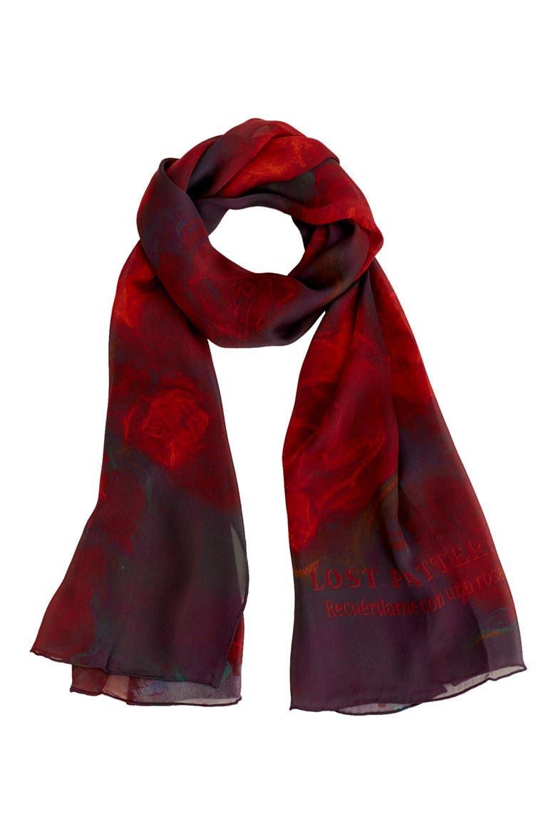 La Rosa Silk Scarf, Alternate, color, RED
