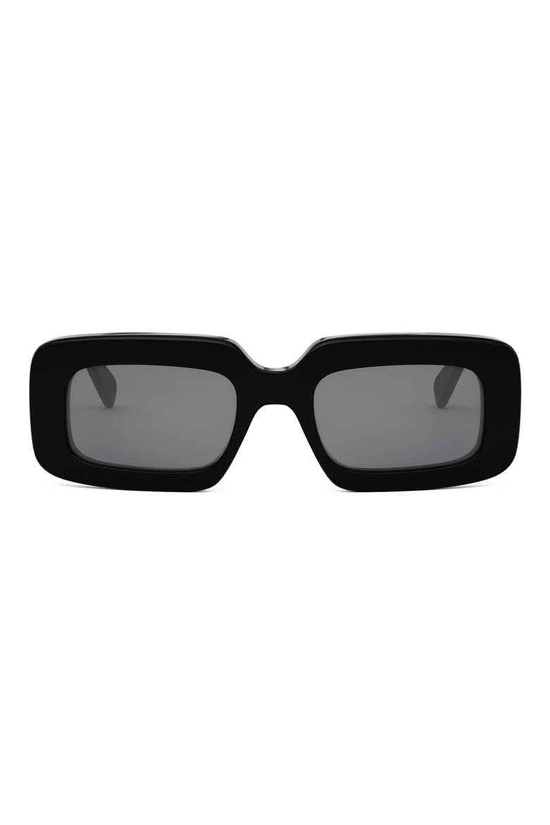 Triomphe 53mm Rectangular Sunglasses, Main, color, SHINY BLACK / SMOKE