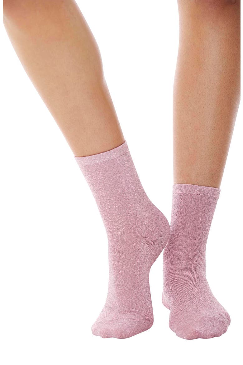 Glitterati Sparkle Cotton Blend Crew Socks, Main, color, PINK