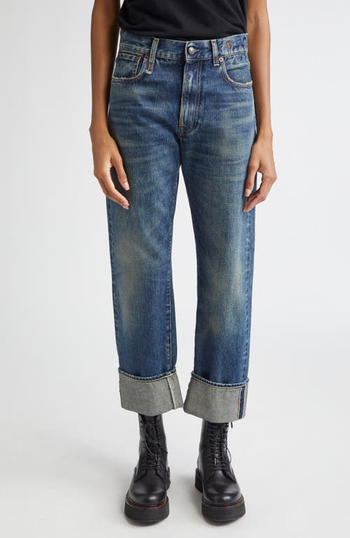 R13 Cuffed Boyfriend Jeans In Blue