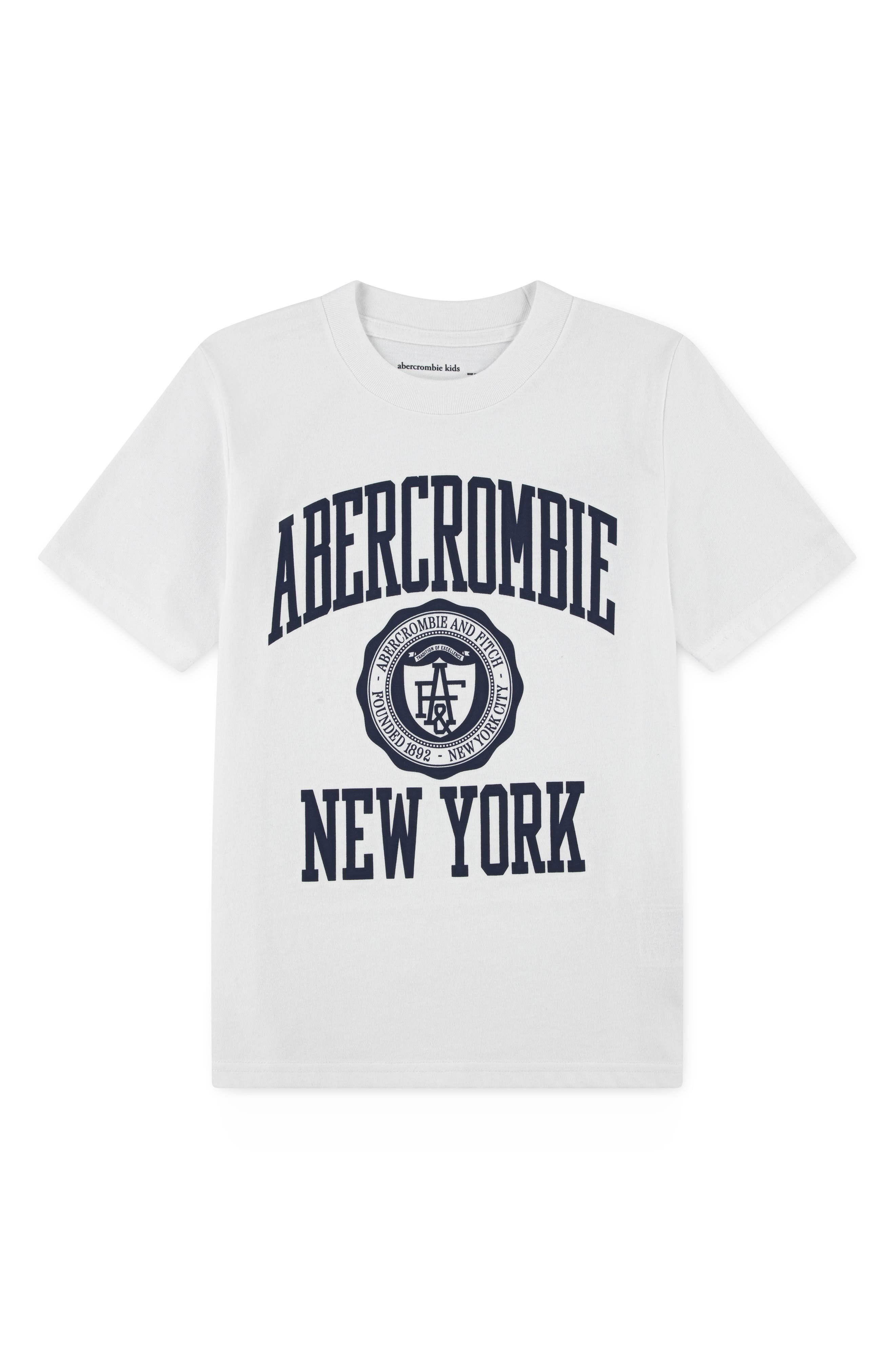 abercrombie kids Kids' Collegiate Tee in Bright White 