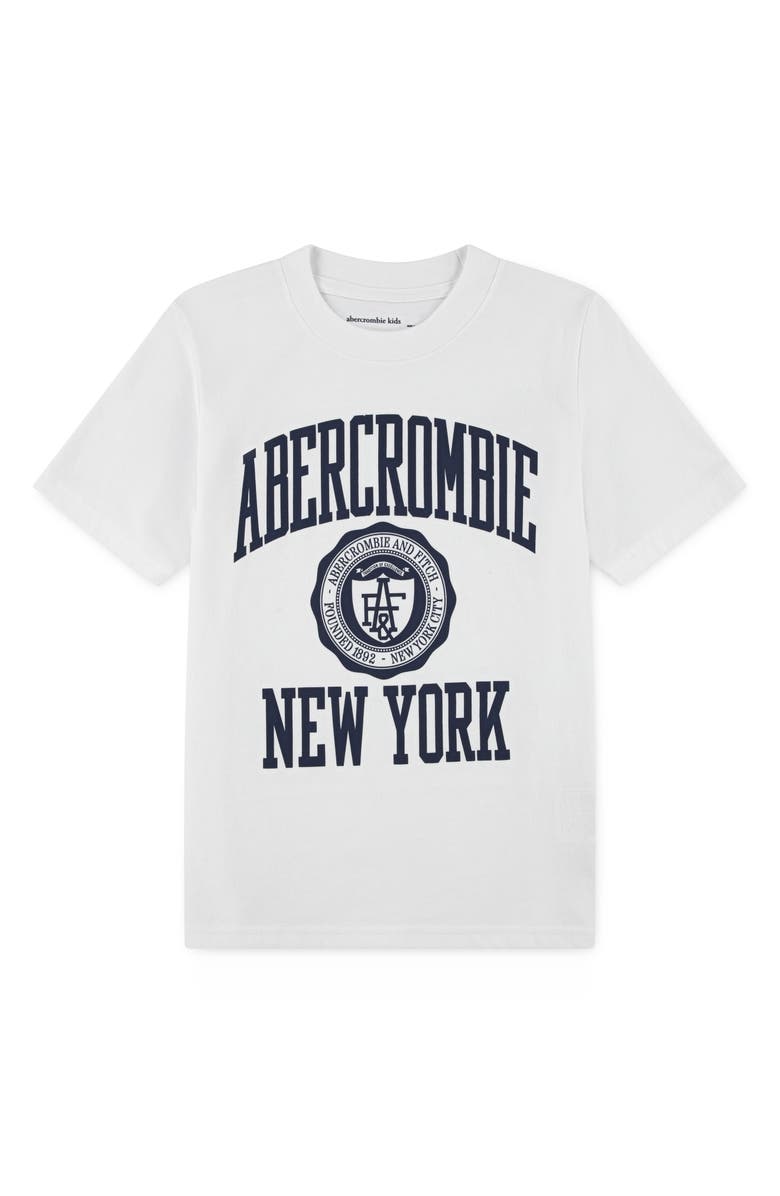 abercrombie kids Kids' Collegiate Tee, Main, color, Bright White