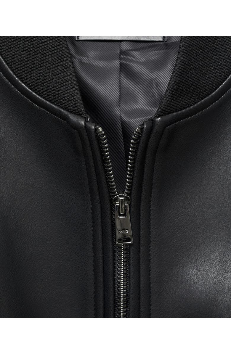 MANGO Faux Leather Bomber Jacket, Alternate, color, Black
