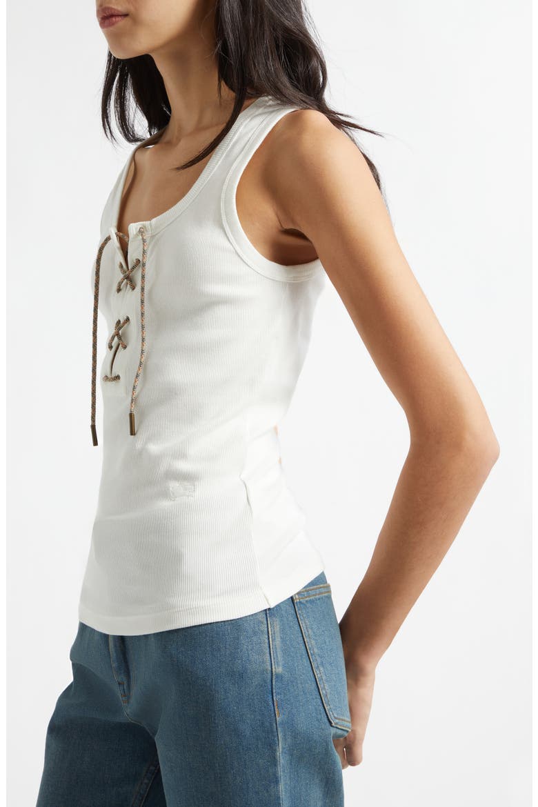 Cleo Lace-Up Rib Tank, Alternate, color, CHALK