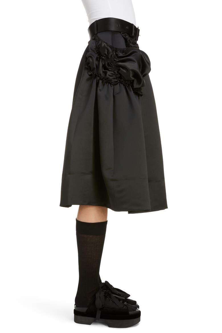 Gathered Pocket Belted Satin Skirt, Alternate, color, BLACK