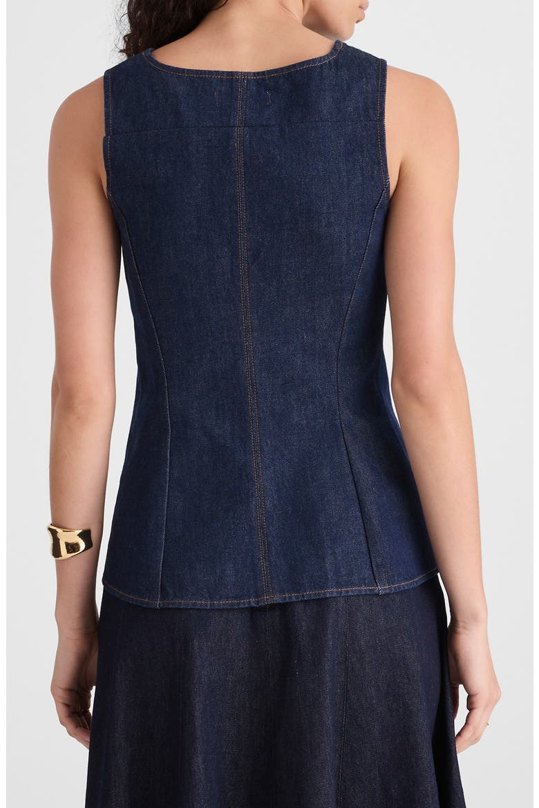 Denim Cutaway Vest, Alternate, color, RINSE WASH