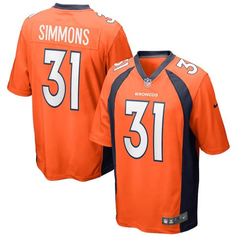 Men's Nike Justin Simmons Orange Denver Broncos Team Game V-Neck Jersey