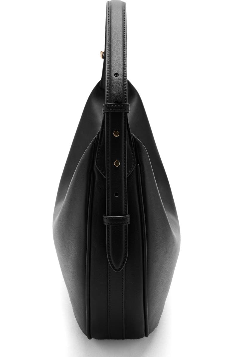 MANGO Oval Faux Leather Shoulder Bag, Alternate, color, Black